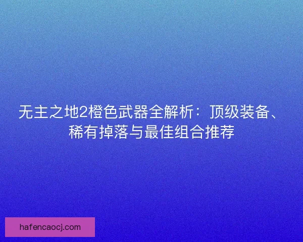 无主之地2橙色武器全解析：顶级装备、稀有掉落与最佳组合推荐
